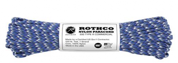 US MADE Parachute Fallschirmleine 550LB 100 FT BLUE CAMO