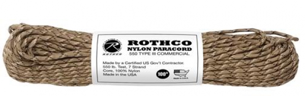 US MADE Parachute Fallschirmleine 550LB 100 FT DESERT CAMO