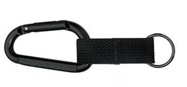JUMBO 80MM CARABINER WITH WEB STRAP KEY RING BLACK