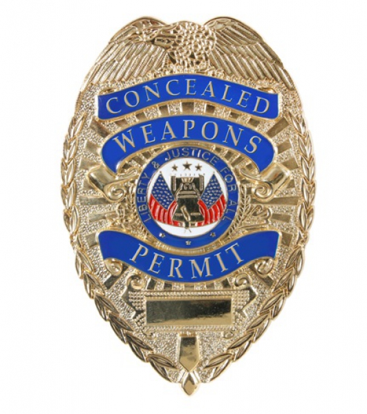 CONCEALED WEAPONS PERMIT/ GOLD DELUXE BADGE