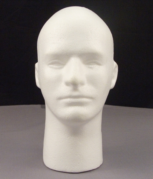 MALE STYROFOAM HEAD WITH FACE