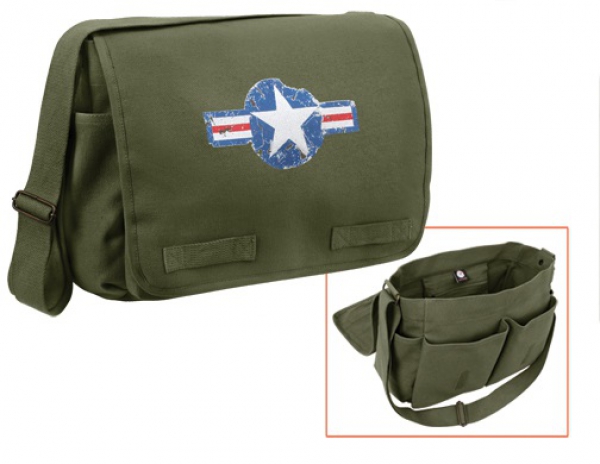HEAVYWEIGHT COTTON CLASSIC MESSENGER BAG - AIR CORPS - OD GREEN