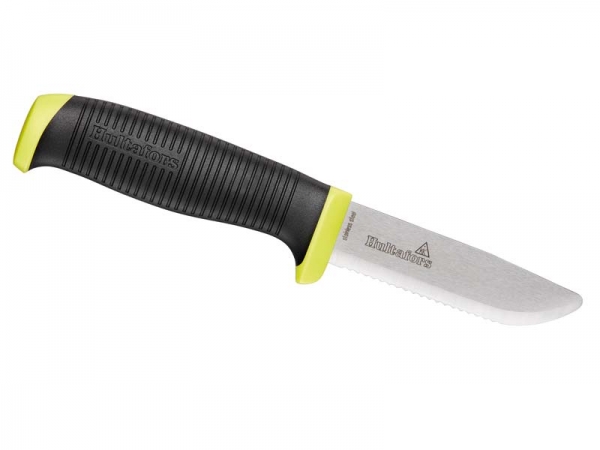 Hultafors Rettungsmesser OKR Stahl 1.4116 mit Sägezahnung, abgerundete Klinge, PP-Griff und Santoprenüberzug