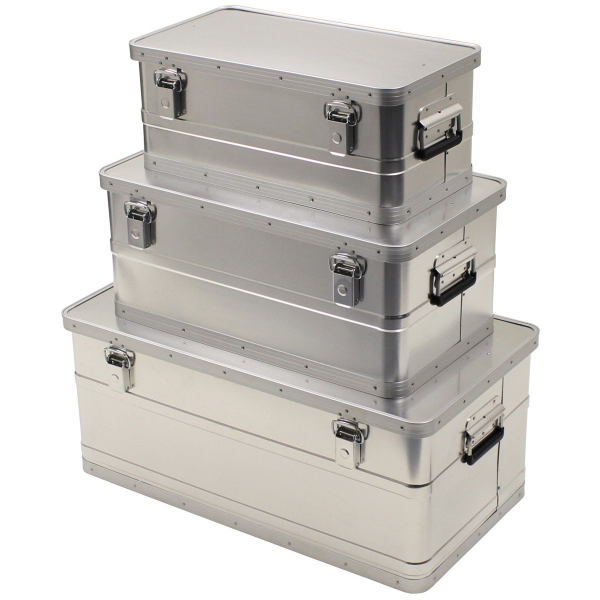 Alu Transportkiste 3er Set, 34 l, 55 l, 100 l