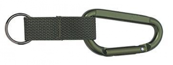 JUMBO 80MM CARABINER WITH WEB STRAP KEY RING OD GREEN