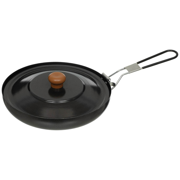 Bratpfanne mit Klappstiel und Emaille Deckel