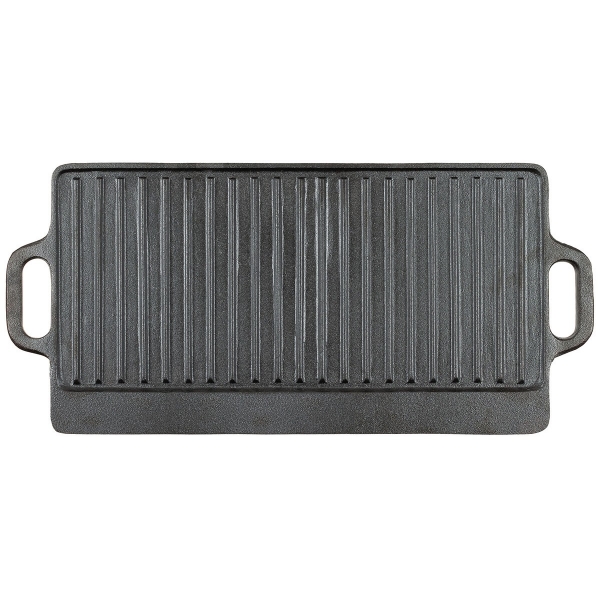 Grillplatte Gusseisen mit 2 Griffe, ca. 50 x 23 x 1,5 cm