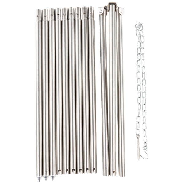 Edelstahl Dreibein ca. 1,9 m mit Kette und Haken