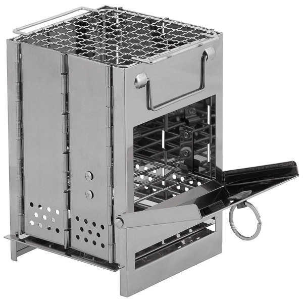 FOX Outdoor Raketenofen mit Rost faltbar mini Edelstahl