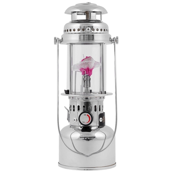 Gaslampe mit Piezo-Zündung und Reflektorschirm