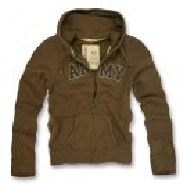 Classic G.I. Vintage Army Brown Military Full Zip Hoodie