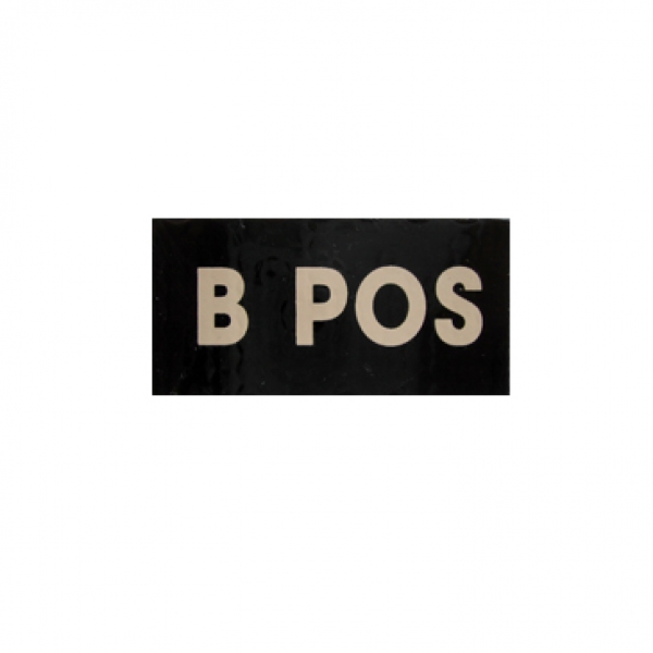 B POS INFRARED Blood Type PATCH - With Hook Fastener