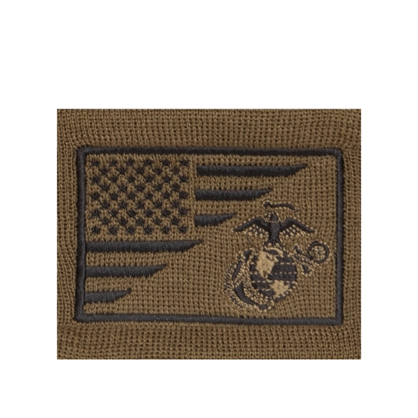 USMC Eagle Globe and Anchor US Flag Knit Watch Cap Coyote