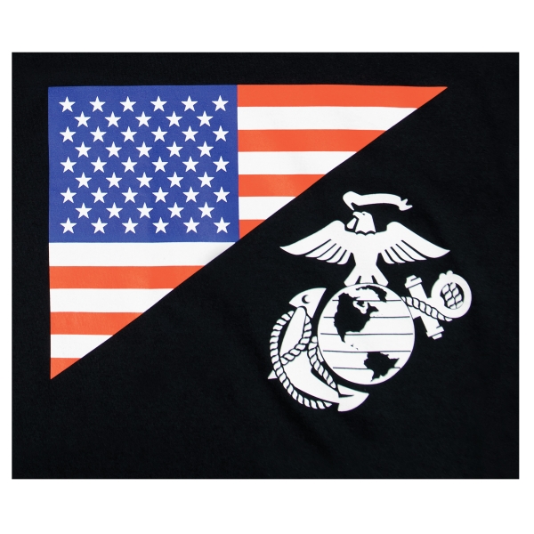 US Flag / USMC Eagle, Globe, & Anchor T Shirt Black