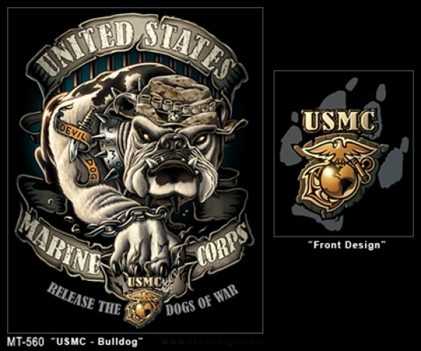 BLACK INK - USMC BULLDOG T-SHIRT BLACK