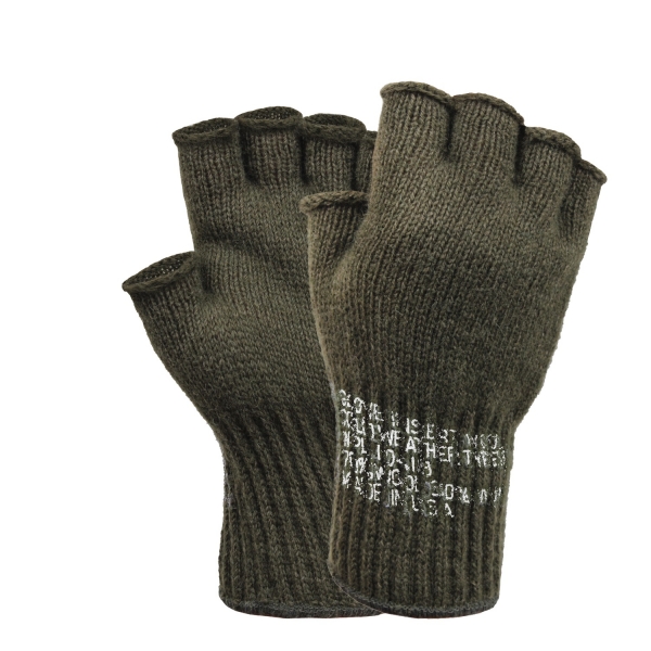 US Army Fingerless Wool Gloves Oliv Drab