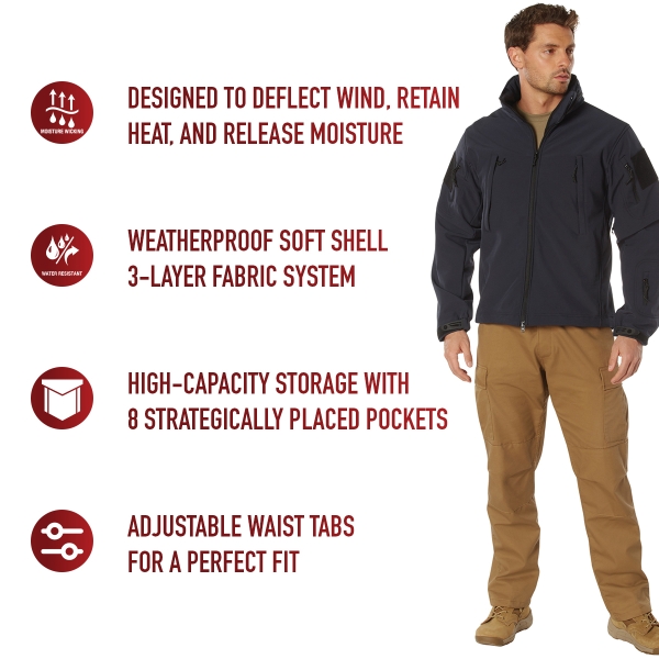 SPECIAL OPS TACTICAL SOFT SHELL FLEECE JACKET BLACK