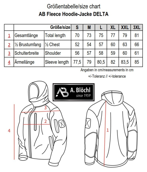 A. Blöchl Fleece Hoodie Jacke Delta Grey
