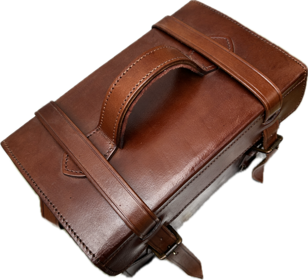 VINTAGE LEDERTASCHE MIT TRAGEGURT BRAUN