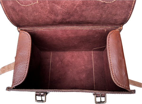 VINTAGE LEDERTASCHE MIT TRAGEGURT BRAUN