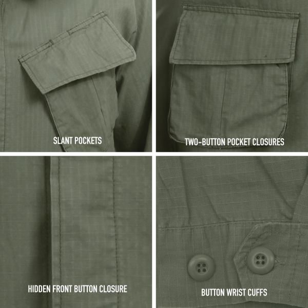 US Army NAM Vintage Fatigue Cotton Shirt Olive Drab