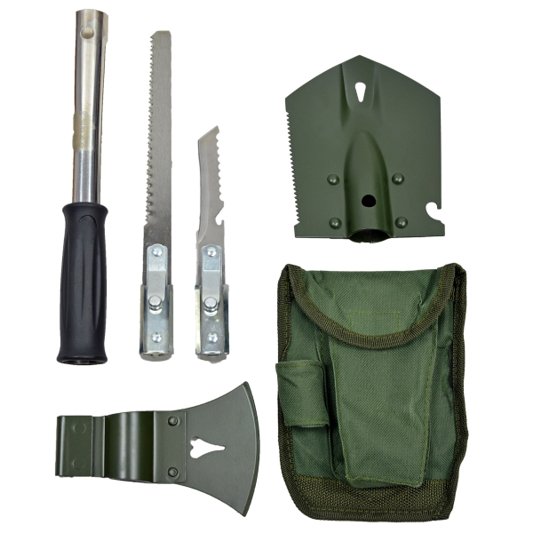 Mini-Klappspaten mit Tasche 4 in 1 MultiTool oliv