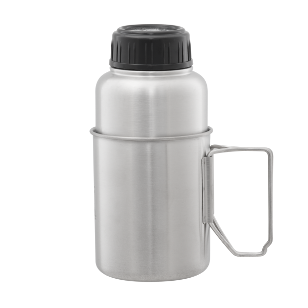 PATHFINDER Stainless Steel Water Bottle 1.1 Ltr with Nesting Cup Set