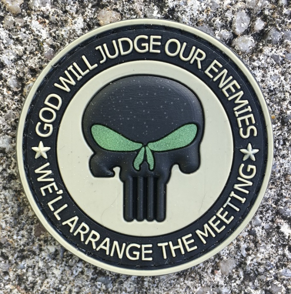 SKULL *GOD WILL JUDGE OUR ENEMIES* WE`LL ARRANGE THE MEETTING PVC Velcro patch