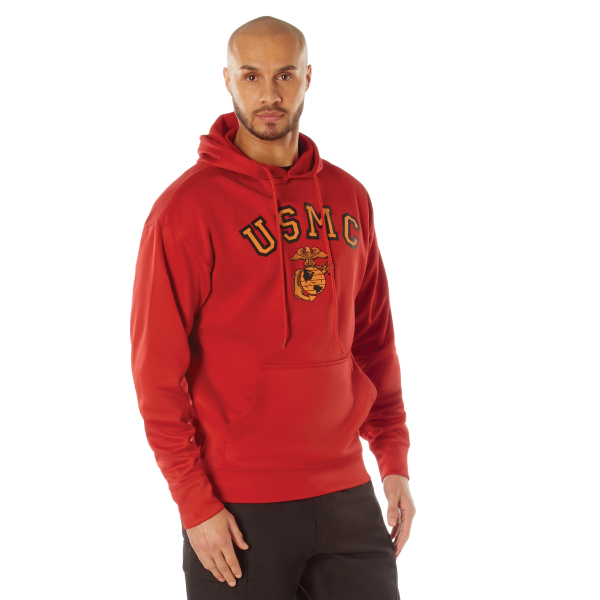 USMC RED HOODED PULLOVER SWEATSHIRTS