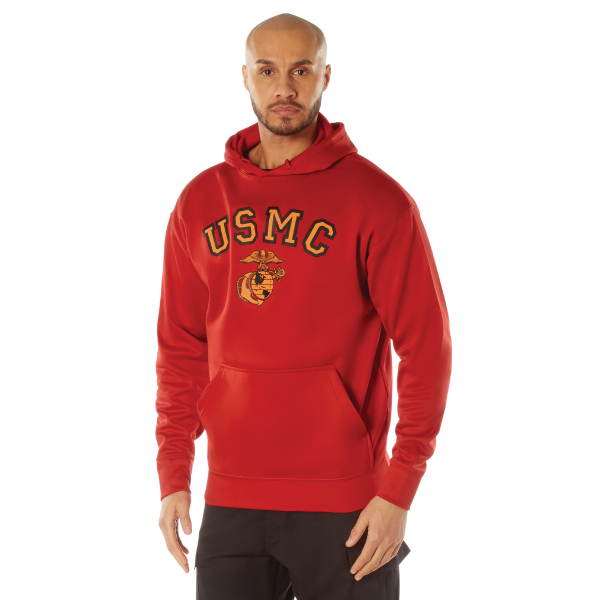 USMC RED HOODED PULLOVER SWEATSHIRTS