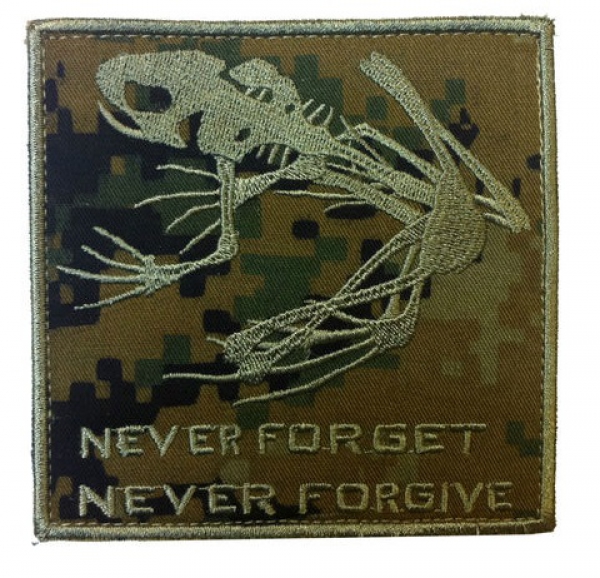 NAVY SEAL SKULL FROG MARPAT Woodland PATCH "NEVER FORGET, NEVER FORGIVE"