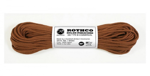 US MADE Parachute Fallschirmleine 550LB NYLON 100 FT 30 Meter chocolate brown