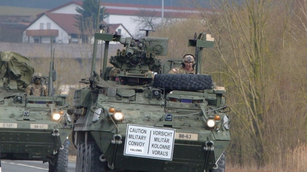 US Army CAUTION MILITARY CONVOY FOLLOWS VORSICHT MILITÄR KOLONNE Sign Banner