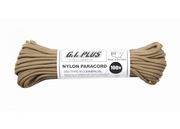 US MADE Parachute Fallschirmleine 550LB NYLON 100 FT 30 Meter coyote brown