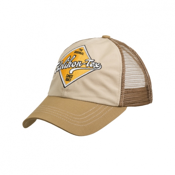 Helikon-Tex Trucker Logo Cap - Cotton Ripstop - Khaki / Brown B
