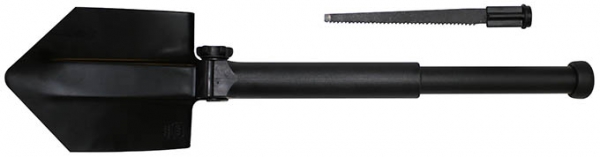 Klappspaten GLOCK schwarz mit Säge und Teleskopgriff