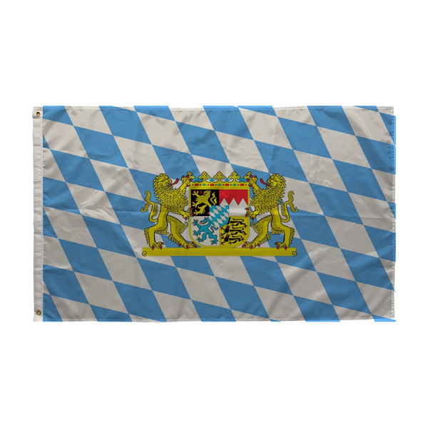 BAYERN Fahne mit Wappen und Holzstiel, Gr. 30x45 cm