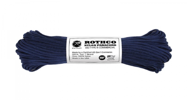 US MADE Parachute Fallschirmleine 550LB NYLON 100 FT 30 Meter Midnight Navy blue