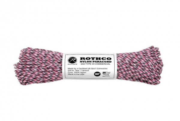 US MADE Parachute Fallschirmleine 550LB 100 FT PINK CAMO
