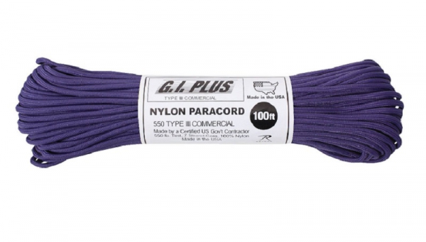 US MADE Parachute Fallschirmleine 550LB NYLON 100 FT 30 Meter Purple