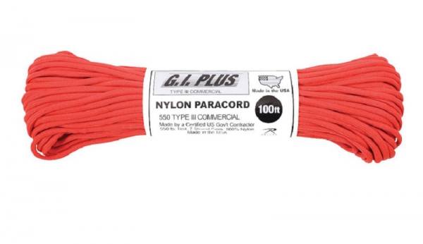 US MADE Parachute Fallschirmleine 550LB NYLON 100 FT 30 Meter Red