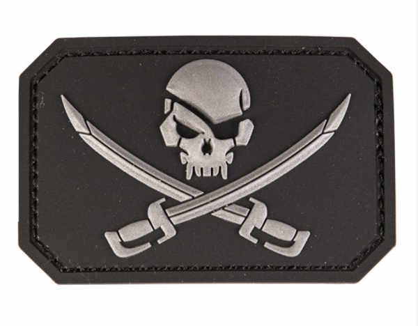 Calico Jack Skull 3D PVC Klettabzeichen black