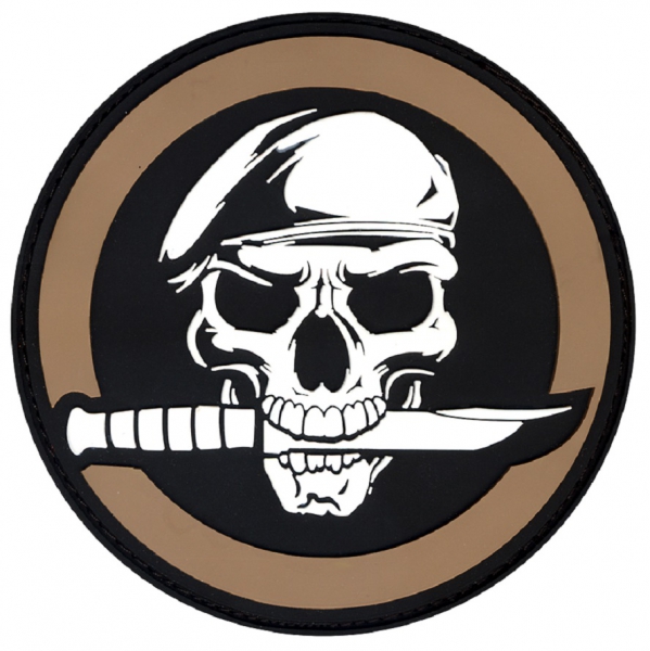 MILITARY SKULL / KNIFE PVC PATCH WITH HOOK BACK