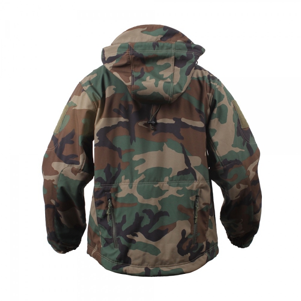 SPECIAL OPS TACTICAL SOFT SHELL FLEECE JACKE WOODLAND CAMOUFLAGE