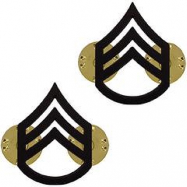 US Army Staff Sergeant black Metal Rank
