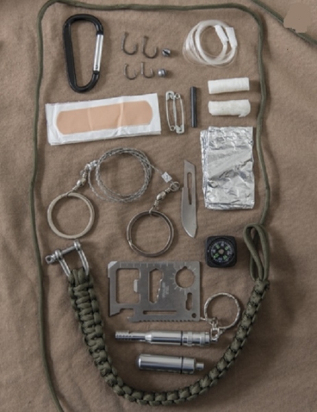 PARACORD SURVIVAL KIT LARGE OLIV