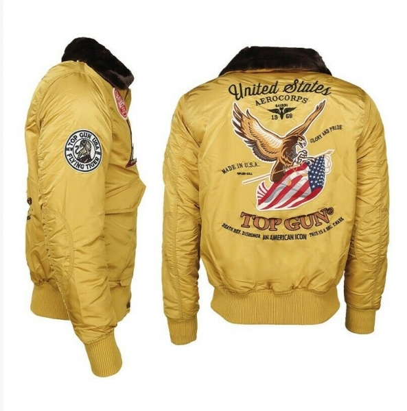 TOP GUN FLIEGERJACKE mit Pelzkragen ′FLYING TIGERS′