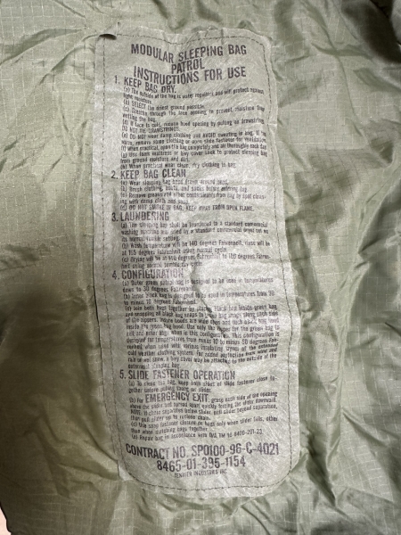 US Army GI MSS Modular Schlafsack System Patrol grün Sommer