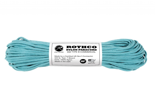 US MADE Parachute Fallschirmleine 550LB NYLON 100 FT / Turquoise