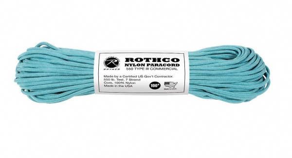 US MADE Parachute Fallschirmleine 550LB NYLON 100 FT 30 Meter TURQUOISE
